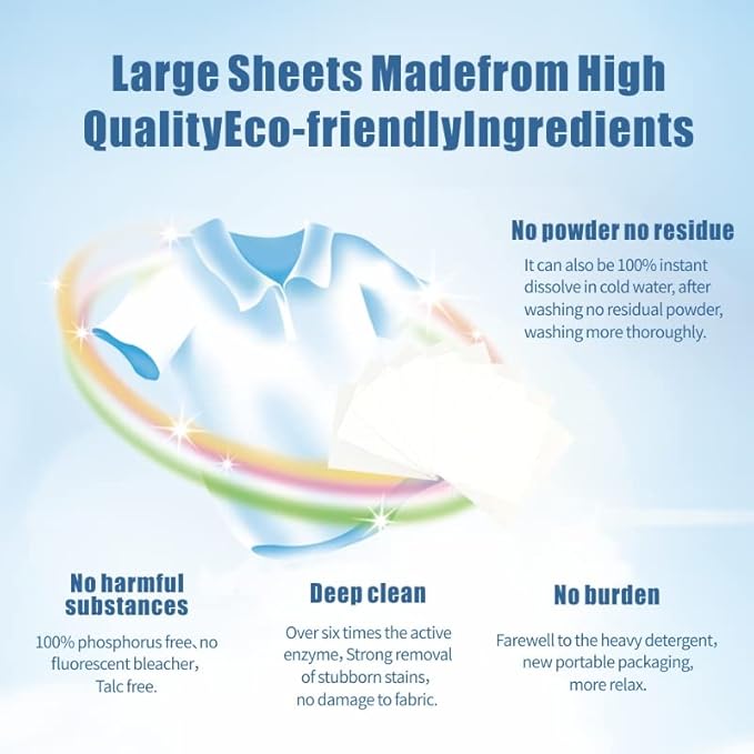 Laundry Detergent Sheets - Family Pak up to 100 loads (50 sheets) - Lavender - Powerful/Hypoallergic/Eco-friendly/Biodegradable