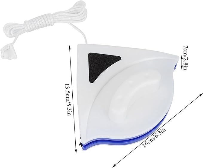 Magnetic Brush Cleaner, Double Side Window Glass Tool. Easy to, Strong Absorption. RUB Corners with The trilateral Design, Easy scrubbing with The Magnetic Design. Double