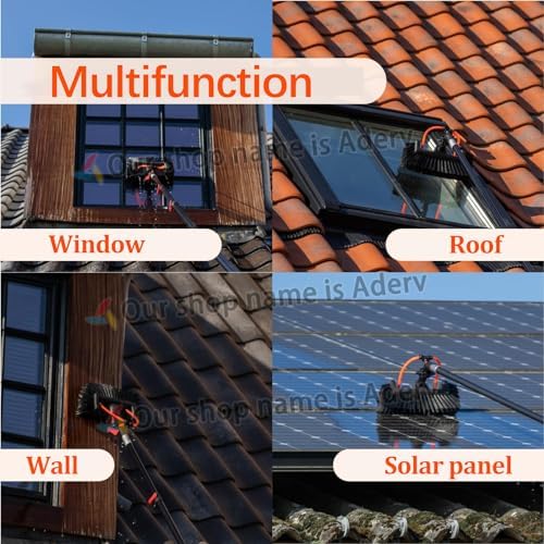 Glass Cleaning Brush Home Water Fed Telescopic Pole Kit Solar Panel Brush Rotating for Photovoltaic Panel，3.6-10.8M Window Cleaning Pole Hose Fed Water fed Telescopic Extendable Solar Panel