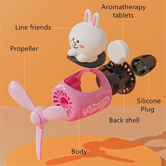 DAYUJIAN Cute Car Diffuser - Rotating Propeller Air Outlet Vent Fresheners, Aromatherapy Ornament, Air Freshener for Cars