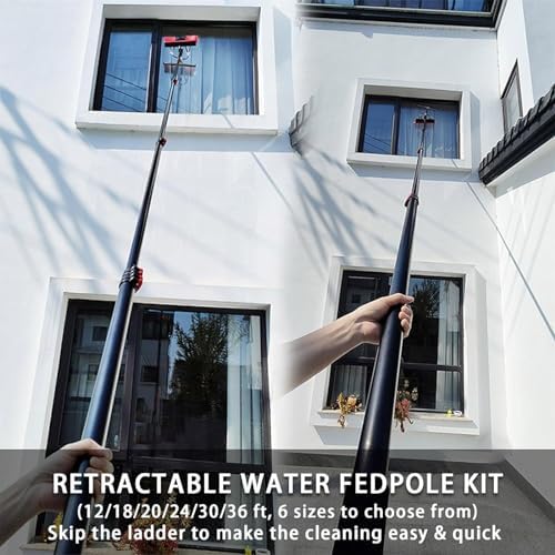 Glass Cleaning Brush Home Water Fed Telescopic Pole Kit Solar Panel Brush Rotating for Photovoltaic Panel，Telescopic Window Cleaning Kit - 3.6-11M Extension Pole with Solar Panel Brush for G