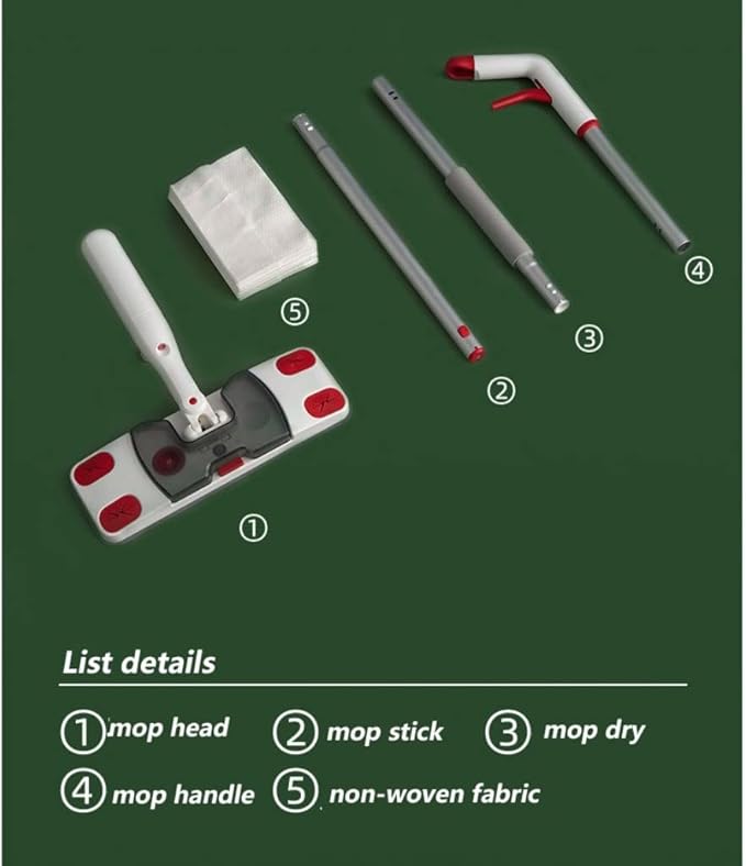 Water Spray Mop, Electrostatic Precipitator Disposable Lazy Disposable Clip Cloth Floor Wipe Dry And Wet Dual-use Flat Push 30 Replacement Cloths Included