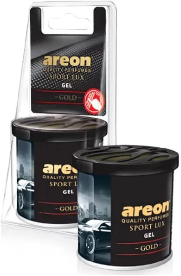 AREON GSLB01 Car Perfume GEL Can LUX Air Freshener Long Lasting Scent for Car or Home Odor Eliminator - GOLD
