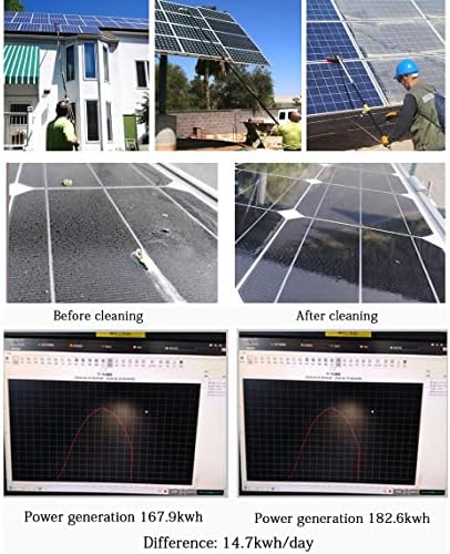 Glass Cleaning Brush Home Water Fed Telescopic Pole Kit Solar Panel Brush Rotating for Photovoltaic Panel，3.6-10.8M Window Cleaning Equipment, Telescopic Window Cleaning Water Fed Poles, Ext