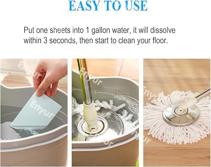 Floor Cleaner Sheets for Mopping - Concentrated Multi-Surface Cleaner in a sheet form, Multifunction Cleaning Sheets. Portable box holds 32 Sheets x 3 = 96 Sheets