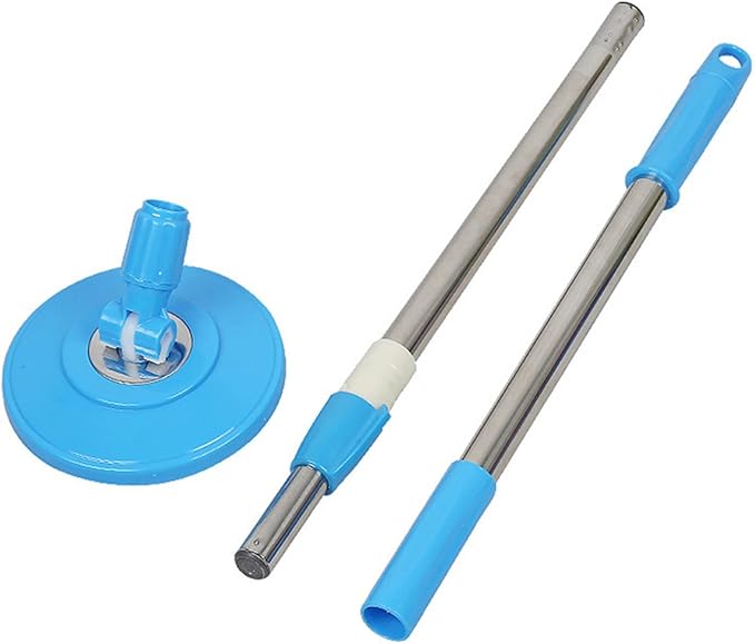 Spin Mop Pole Handle Replacement 360 Rotating Floor Mop Telescopic Handle No Foot Pedal Version Floor Cleaning Scraper for Home Office Hotel (Blue)