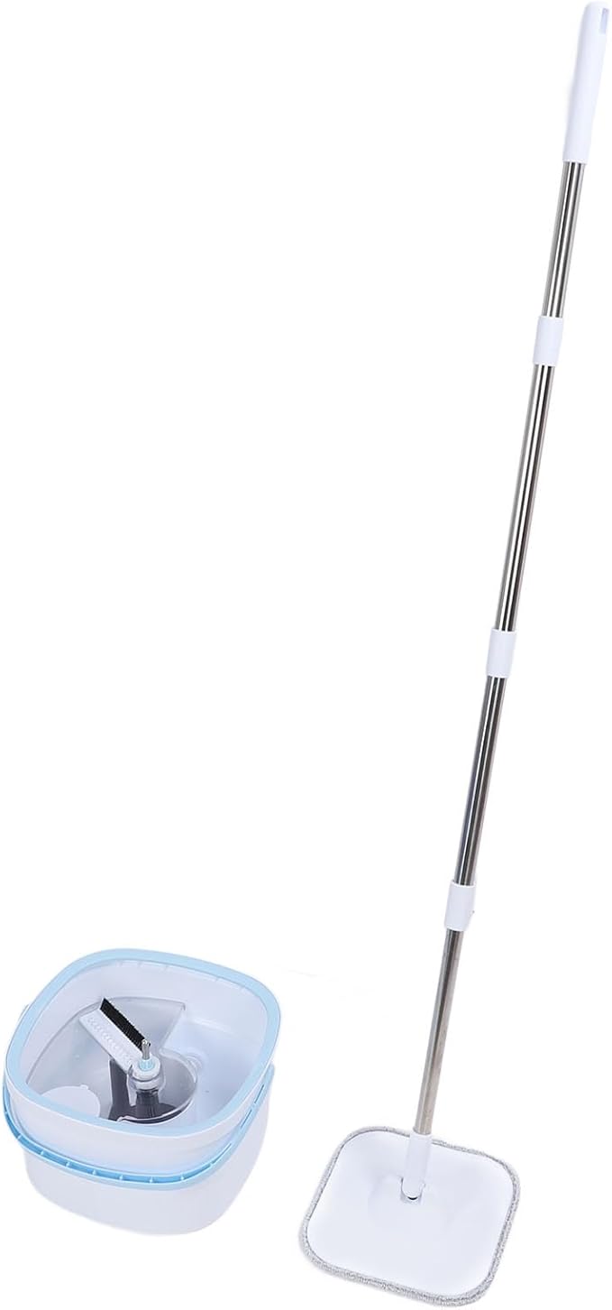 Spin Mop and Bucket, Mops Spin 360 Degree Rotating Self Wringing Square Floor Cleaner with Self Separation Dirty and Water System for Bucket Set