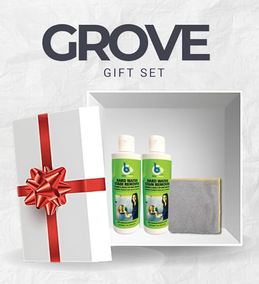 Bio-Clean 10 oz Hard Water Stain Remover 2x Bundle with Microfiber Cleaning Cloth – Removes Water Spots, Soap Scum, Mineral Deposits & More from Glass, Metal, and Surfaces – Gift Set (3 Items)