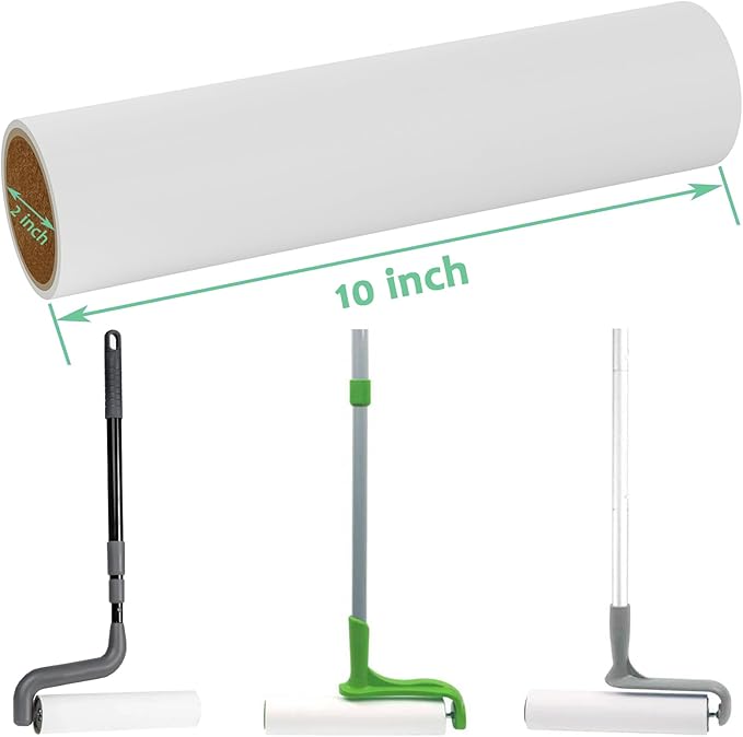 10 inch Mega Lint Roller Refills for Evercare Layers Smart Design Large Floor Lint Rollers Extreme Stick 10'' Wide Sticky Roller Refills 60 Sheets per Roll 5 Pack Total 300 Sheets