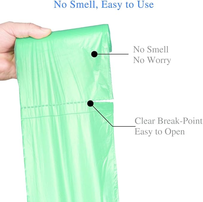 Jaoul Trash Bags 4 Gallon, Small Garbage Bags Strong Tear & Leak Resistant, Unscented Trash Bags for Kitchen, Bathroom, Office, Restroom, Car, Green, 60 Counts