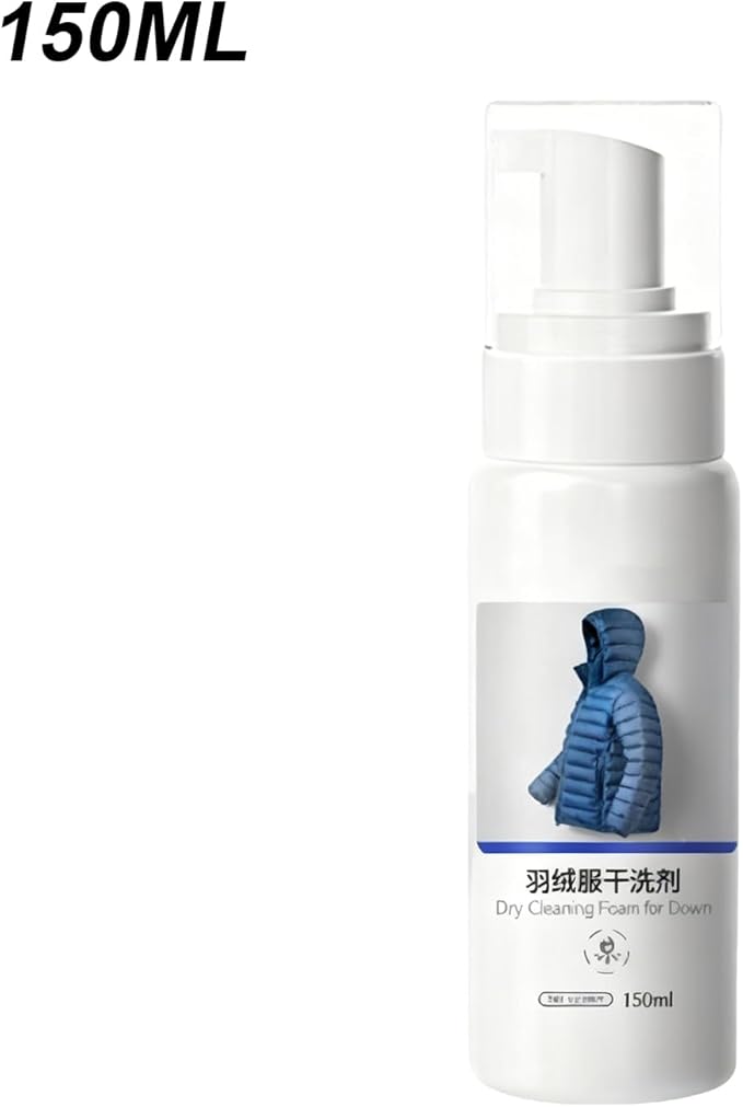 Down Jacket Detergent, Dry Wash Foam Spray 150ml for Clothes, Jackets, Coats, Fabrics, Carpet, Sofa, Home, Travel, Easy Stain Removal Use
