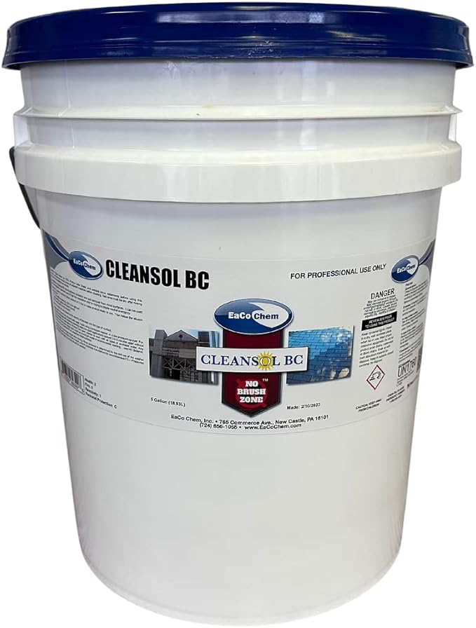 EaCo Chem Cleansol BC - Brushless Oxidation and Soil Remover for Most Surfaces - Highly Dilutable, All-Purpose Cleaner - Remove Deep Staining from Painted Metal, Wood, Vinyl + More! - 5 GALLON