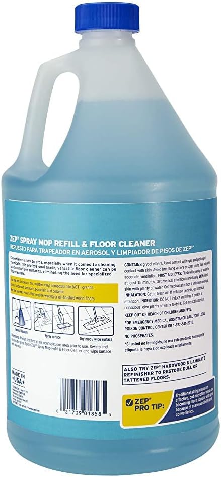 Zep Spray Mop Refill and Floor Cleaner - 1 Gallon (Case of 2) ECZUMSF1282 - Professional Grade Versatile Multi Surface Fresh Scent Cleaner and Deodorizer