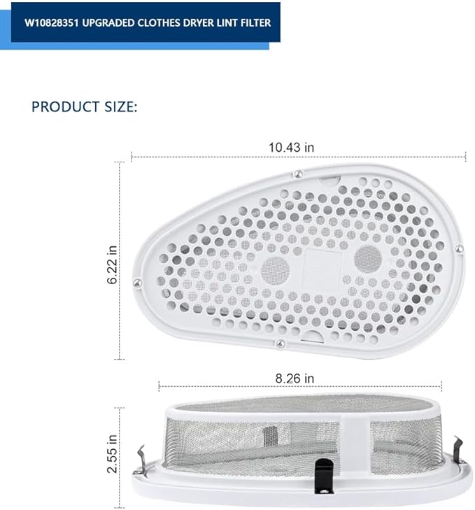 W10828351 Dryer Lint Trap Replacement for Kenmore, Dryer Lint Screen for Whirlpool, Upgraded Dryer Lint Trap Filter & Cover - Replaces 8531964 8531967 8531966 AP5985829 PS11726200