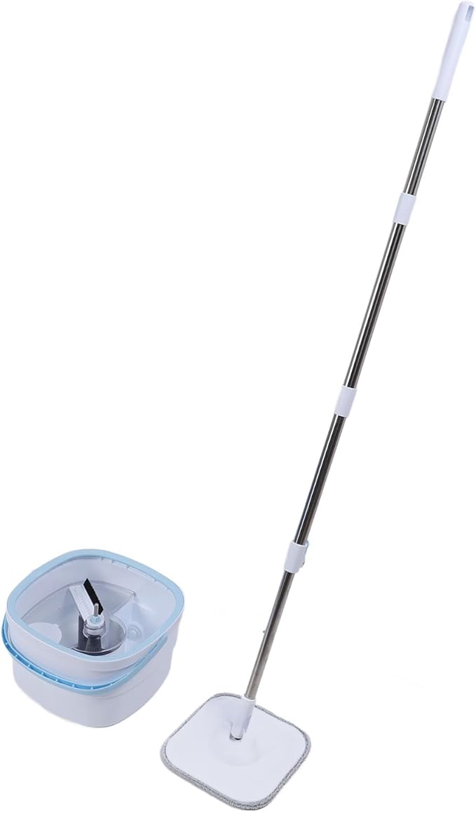 Spin Mop and Bucket Set with Self Separation Dirty and Clean Water System 360° Rotating Self Wringing Square Mop for Home