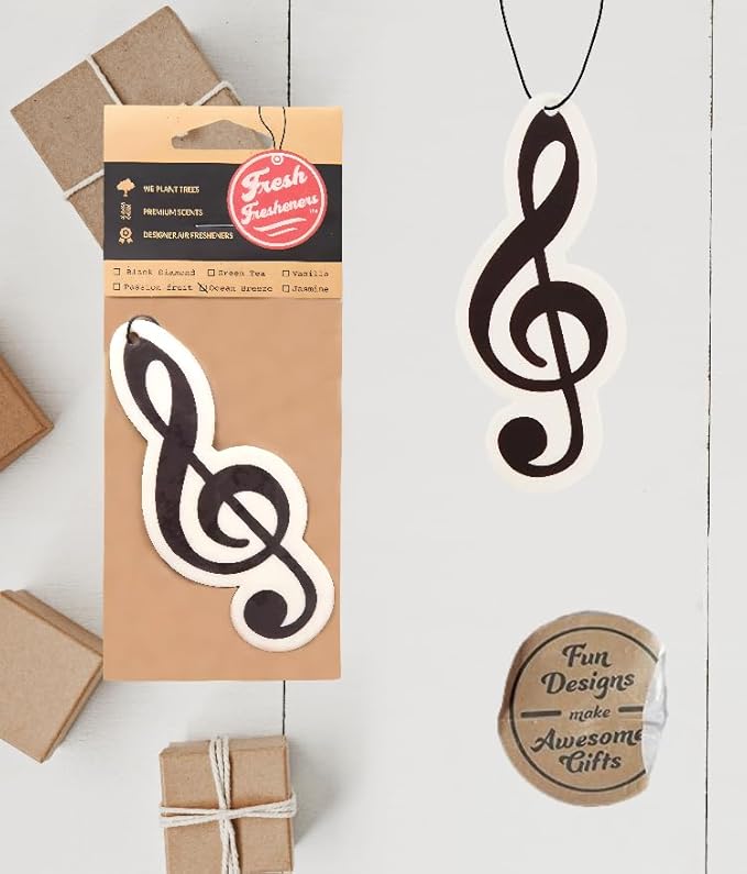 Fresh Fresheners Cute Funny Car Air Fresheners 4-pack Scented With Premium Oils (Treble Clef)