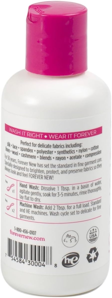 FOREVER NEW Delicate Hypoallergenic Laundry Detergent Liquid - 6-8 Large Loads - Gentle washing detergent for Silk, Cashmere, Bra, Undergarments, Cotton, Wool, etc. - Original Scented - 4oz