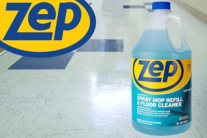 Zep Spray Mop Refill and Floor Cleaner - 1 Gallon (Case of 2) ECZUMSF1282 - Professional Grade Versatile Multi Surface Fresh Scent Cleaner and Deodorizer