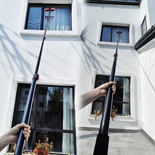 Glass Cleaning Brush Home Water Fed Telescopic Pole Kit Solar Panel Brush Rotating for Photovoltaic Panel，Extendable Telescopic Window Cleaning Pole Kit 4M-12M (18FT-36FT) with Water Fed Bru