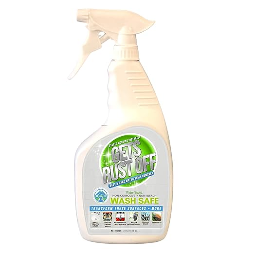 Wash Safe™ GETS RUST OFF | Non-Corrosive, Non-Bleach Rust & Hard Water Stain Remover | Water-Based, Fast-Acting Formula for Metal, Concrete, Tools & More (32 oz Spray)