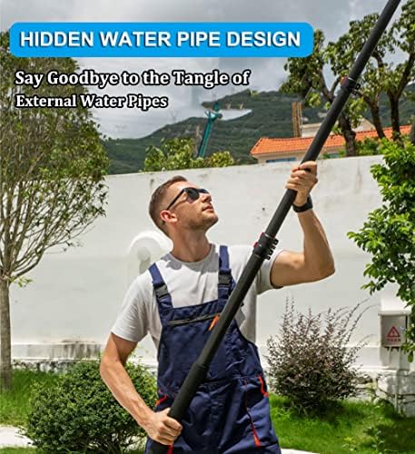Glass Cleaning Brush Home Water Fed Telescopic Pole Kit Solar Panel Brush Rotating for Photovoltaic Panel，12FT - 36FT Outdoor Window Cleaning Pole, Water Fed Telescopic Brush Water Fed Pole