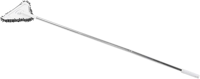 Multi Functional Window Cleaner with Detachable Rod, Glass Wiper and Floor Cleaner, 360 Degree Rotatable Triangular for Ceiling Wall Glass, Includes 3 Stainless