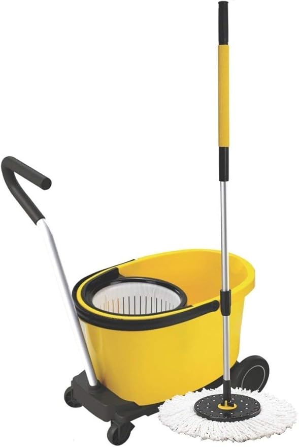 SMOP 360 Spin Mop Commercial, Microfiber, Bucket, Floor Cleaning System for Stores and Households, Cart with Wheels, Replacement Head