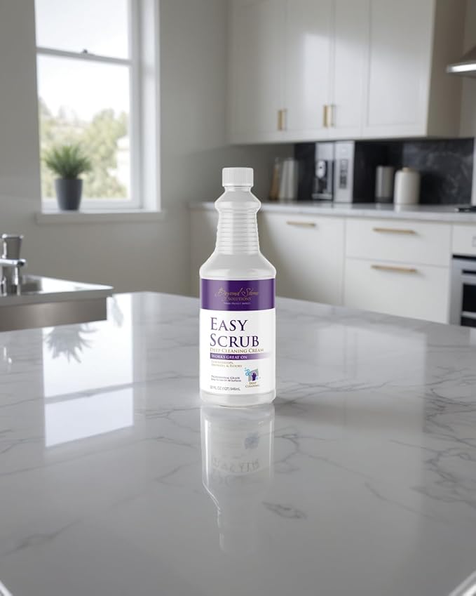 Easy Scrub Deep Cleaning Cream – Safe for Quartz, Marble, Granite, & Stainless Steel – Heavy Duty Cleaner for Countertops, Showers, Glass, Tile & Appliances – 32 oz | Made in USA