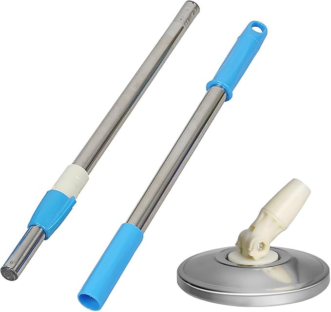 Spin Mop Replacement Handle, 49-inch 360 Degree Rotating Telescopic Spin Mop Pole Handle and Stainless Steel Mop Disc for Household Floor Cleaning Accessories (Blue)