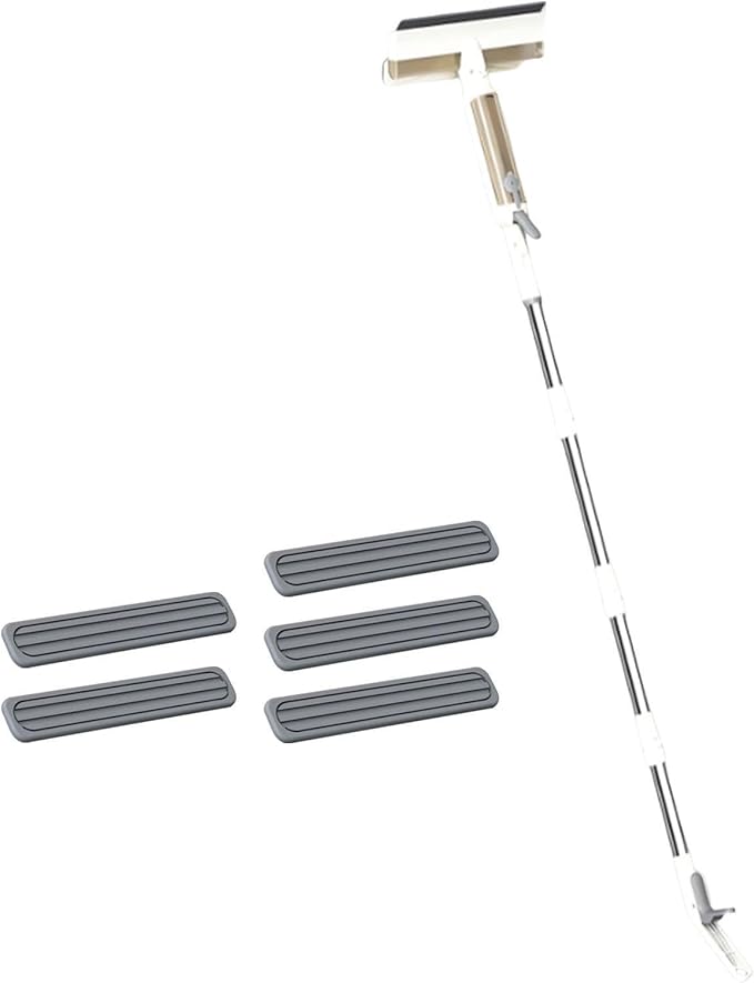 Double Side Mist Retractable Window Cleaner Glass Clean Scrapers Modern Window Spray Cleaning Brush for Shower Home Wall Door, 5 Cotton Tips