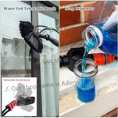 Glass Cleaning Brush Home Water Fed Telescopic Pole Kit Solar Panel Brush Rotating for Photovoltaic Panel，3.6-10.8M Window Cleaning Pole Hose Fed Water fed Telescopic Extendable Solar Panel