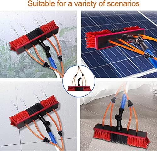 Glass Cleaning Brush Home Water Fed Telescopic Pole Kit Solar Panel Brush Rotating for Photovoltaic Panel，Telescopic Window Cleaning Pole Kit - 12M Extendable Water Fed Brush for Solar Panel