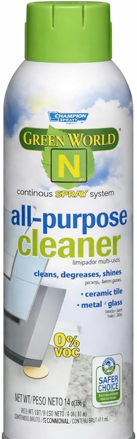 TTS Products Champion Sprayon Green World N All-Purpose Cleaner Spray 14 oz Aerosol – EPA Safer Choice Certified, Biodegradable, Zero VOC Surface Cleaner - 12 pack case