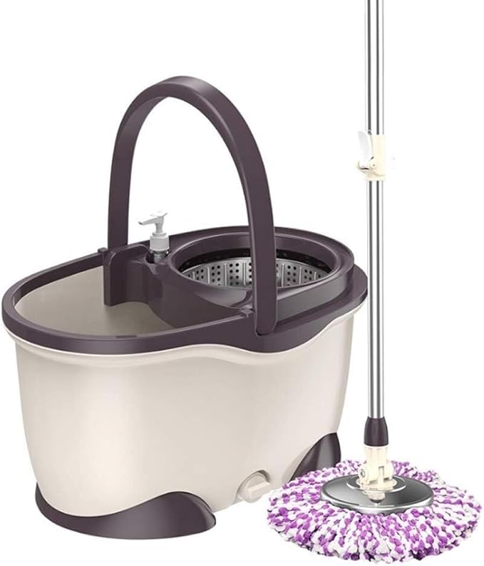 Spin Mop and Bucket, Spin Mop 360° Self Wringing Spinning Mop Washable Microfiber Mop Heads Easy to Use and Store(A)