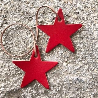Air Flair | Leather Car Air Freshener | Double Star (Red, Warm Sugar Scent)