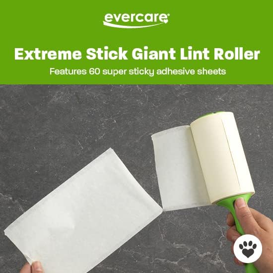 Evercare Pack of 5 Pet Extreme Stick Giant Refillable Lint Roller, 60 Sheets