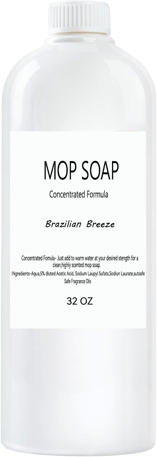 Mop Soap Highly Scented Fragrance, Long Lasting Luxury Floor Cleaner for Hardwood, Tile, Laminate & Stone, Low Suds No Residue Formula, All Mop Types, 32oz Brazilian Bliss Fragrance