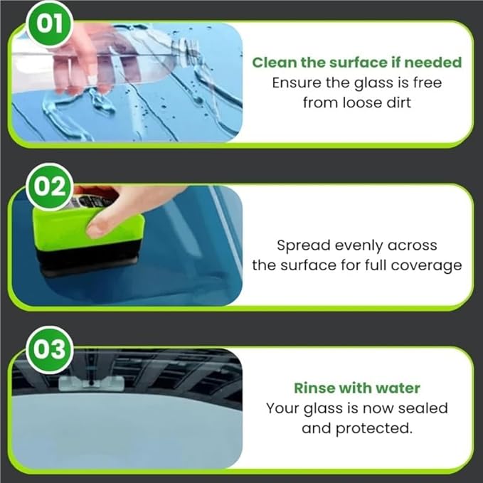 Clear Vision Glass Cleaner, 2025 Upgrade 2.0 ClearVision Glass Cleaner, Oil Free Car Glass Brush,Reusable Prevents Rain and Fog Glass Brush，Removes Oil Film & Grime in Seconds(3set)