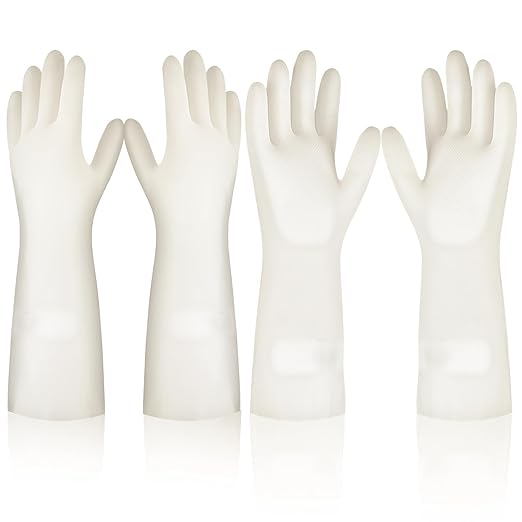 2 Pairs, 15 Inches, Nitrile Cleaning Gloves, Kitchen Dishwashing Gloves, Reusable, Durable, Water-Resistant, And Hypoallergenic (Medium)