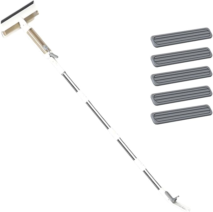 Double Side Mist Retractable Window Cleaner Glass Clean Scrapers Modern Window Spray Cleaning Brush for Shower Home Wall Door, 5 Cotton Tips