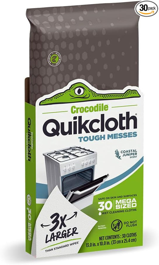 Tough Messes Cleaning Wipes, Plant-Based Multi-Surface Home & Kitchen Wipes, Plastic-Free, Gentle, Safe on Hands, 30 Count