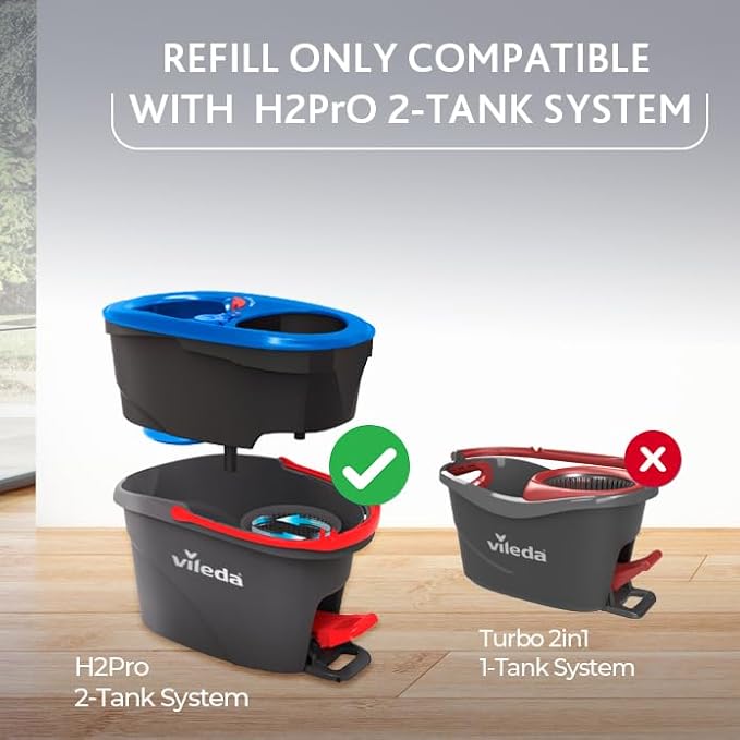 Vileda H2PrO Spin Mop System - Separates Clean and Dirty Water - Effortless Wringing - Microfibre Cleaning - Easy Assembly - Ergonomic Design