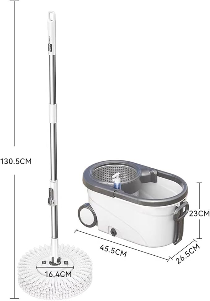 Spin Mop and Bucket Wringer Set for Home, 360° Spinning Mop Bucket System Wet Dust Mop for Floor Cleaning with 5 Microfiber Heads