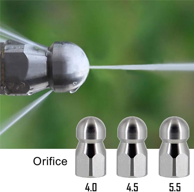 Twinkle Star Sewer Jetter Kit for Pressure Washer -100 ft Hose, 1/4 Inch NPT, Drain Cleaning Hose, Button Nose & Rotating Sewer Jetting Nozzle, Orifice 4.0, 4.5, 5.5, 5800 PSI