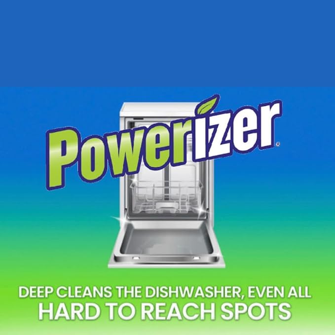 Powerizer Dishwasher Cleaner - Pack of 12 Pods| Removes Grease, Stains, & Odors | Eco-Friendly Solution for Sparkling Clean Dishes | Compatible with All Dishwashers