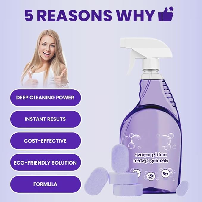 Spray Oven Cleaner & All-Purpose Cleaner, Multi-Surface Cleaning Spray with Concentrated Tablets for Grill, Kitchen, Bathroom, Home (12pcs)