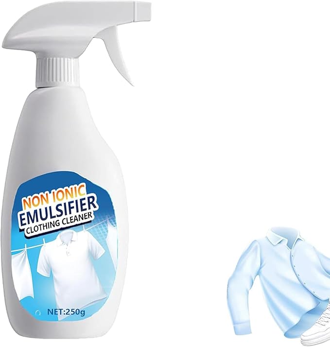 Non Ionic Emulsifier Clothing Cleaner, 10.56oz Laundry Stain Remover Spray, Clothes Oil Laundry Cleaning Remover, Strong Decontamination for Grease/Oil/Food Stains on Clothes & Shoes (1Pcs)