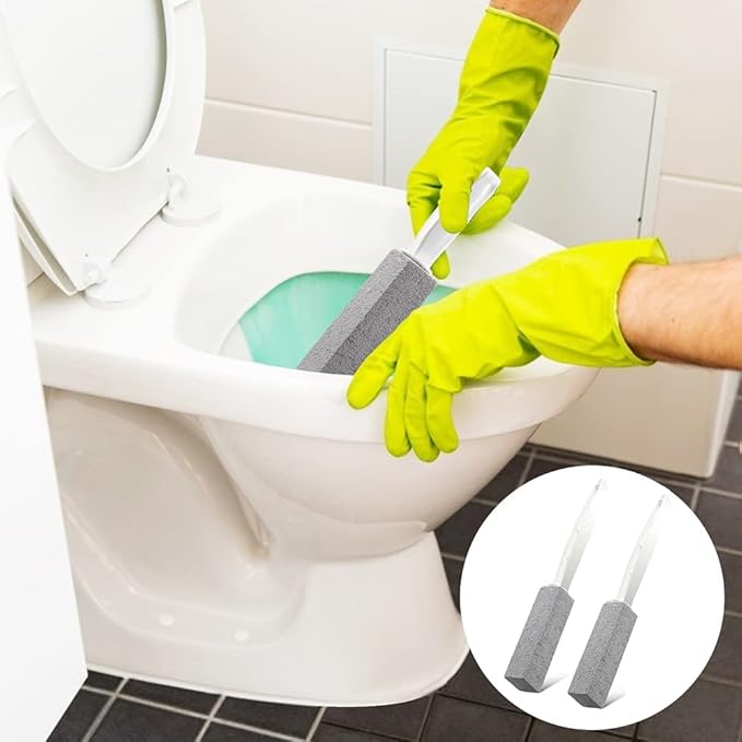 2 Pack Toilet Cleaner Hard Water Build up Remover with Ergonomic Handle, Pumice Stone Cleanning Tool Stain Hard Water Ring Cleaner for Toilet, Pool, Bathroom, Sink