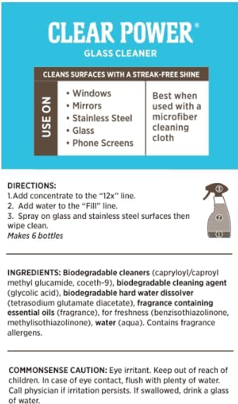 Melaleuca Clear Power Glass Cleaner - 12x Concentration - 8 ounce | Mixing Spray Bottle Included