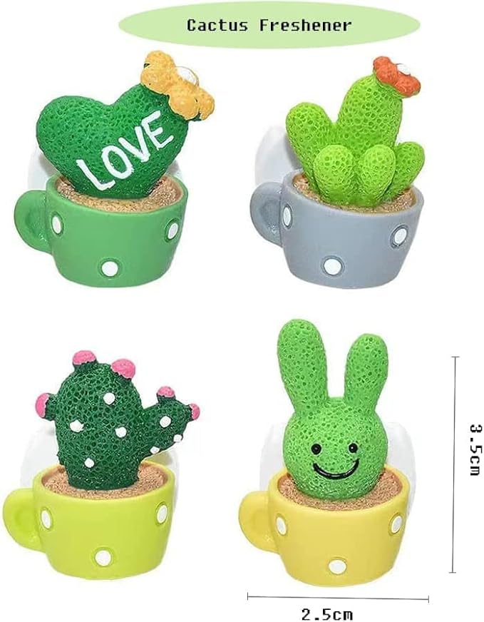 4-Pack Adorable Decorative Cactus LOVE Air Freshener, Vent Clip Interior Accessories, Car Scent Freshener Perfume Aromatherapy Clip